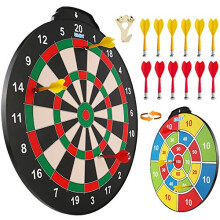 Esjay 18 inch Magnetic Dart Board Set, Safe Dart Game for Kids, Best Boy Toys Gift Indoor Outdoor Game with 12 Darts, Double Sided Large Size