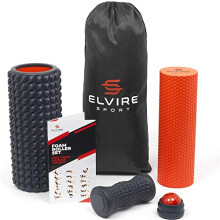 ELVIRE Foam Roller Deep Tissue Massager Set - Includes: Foam Rollers, Massage Roller Soft & Trigger Point, Massage Ball, Foot Roller - Relieves Pain: