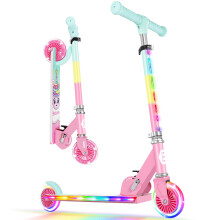 BELEEV Scooters for Kids Ages 3-12 with Light-Up Wheels & Stem & Deck, 2 Wheel Folding Scooter for Girls Boys, 3 Adjustable Height, Non-Slip Pattern