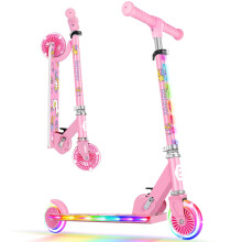 BELEEV Scooters for Kids with Light-Up Wheels & Stem & Deck, 2 Wheel Folding Scooter for Girls Boys, 3 Adjustable Height, Lightweight Kick Scooter for