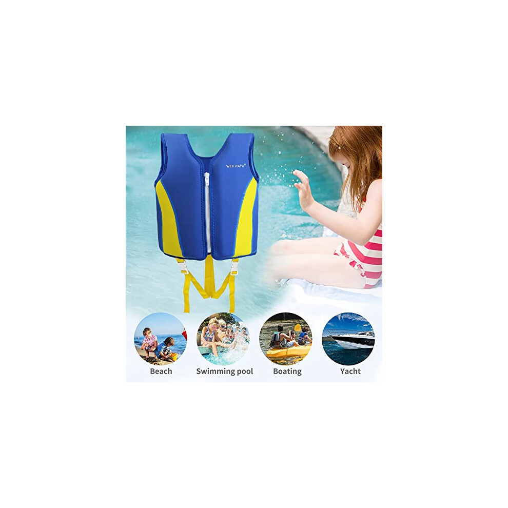 Life Jacket Learn-to-Swim Buoyancy Aid Vest Children Float Vest Kids Swimming Training Jacket Learn Swim Boys Girls Begin Swim Cartoon Swim Vest Sky