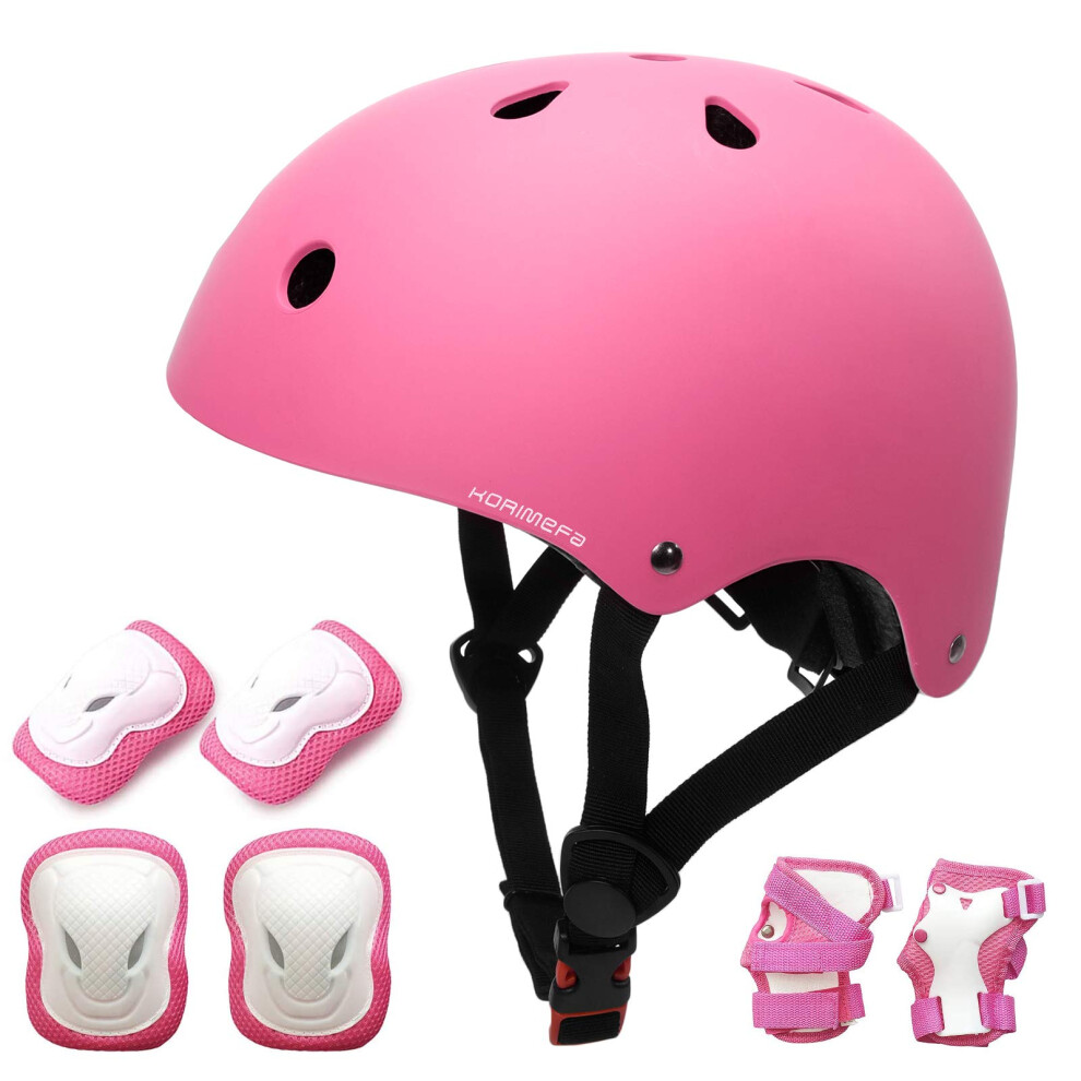 Korimefa Kids Bike Helmet Protective Gear Set Helmet And Pads Set With Knee Pads Elbow Pads Wrist Guards For Skateboard Roller Scooter Cycling For