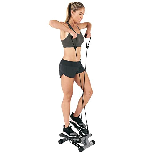 Sunny Health Fitness Mini Stepper Machine Stair Stepper Exercise Equipment with Resistance Bands and LCD Monitor Air Climber Stepping Fitness on OnBuy