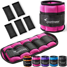 Sportneer Adjustable Weights Ankle Weights Set, Ankle Wrist Weight Straps, 0.44Kg-2.25Kg for Per Ankle, 0.88Kg-4.5Kg for a Pair, 2 Pack