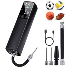 Deeplee AP1-P Electric Ball Pump with LCD Display, USB Rechargeable, Auto-Stop at Preset PSI - For Soccer, Basketball, Volleyball, Rugby, Balloons