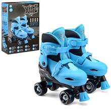 Xootz Kids Quad Skates, Beginner Adjustable Roller Skates Boys, Blue/Black, Small (UK Child 9-12)