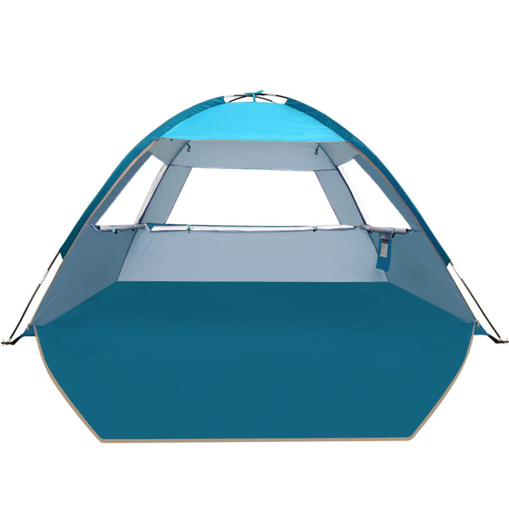 COMMOUDS Beach Tent for 3-4 Person, UPF 50+ Family Beach Shade Tent, Lightweight, Easy Set Up and Carry Event Shelter Sun Tent for Beach, Camping,