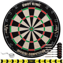 Viper by GLD Products Shot King Regulation Bristle Steel Tip Dartboard Set with Bullseye Metal Radial Spider Wire Compressed Sisal Board with Rotating