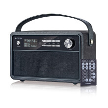 Roxel Retro D1 Vintage DAB+/FM Radio Wireless Speaker | Bedside Alarm Clock with Sleep Function. Rustic Exterior, Mains and USB Rechargeable, TF card,