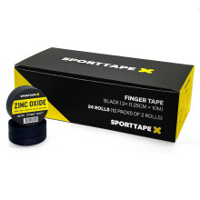 24 Rolls SPORTTAPE Finger Tape Zinc Oxide Tape - Black - 1.25cm x 10m | for Jiu Jitsu, Bouldering, Rock Climbing, BJJ, Crossfit, Rowing, Climbing &