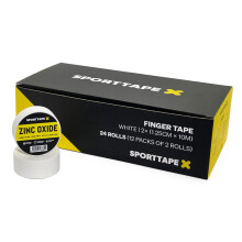 24 Rolls SPORTTAPE Finger Tape Zinc Oxide Tape - White - 1.25cm x 10m | for Jiu Jitsu, Bouldering, Rock Climbing, BJJ, Crossfit, Rowing, Climbing &