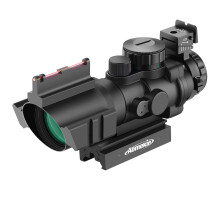 AOMEKIE Rifle Scope 4X32mm Red/Green/Blue Illuminated Rapid Range Reticle Airsoft Red Dot Sight Scope with Top Fiber Optic Sight and 11mm/22mm