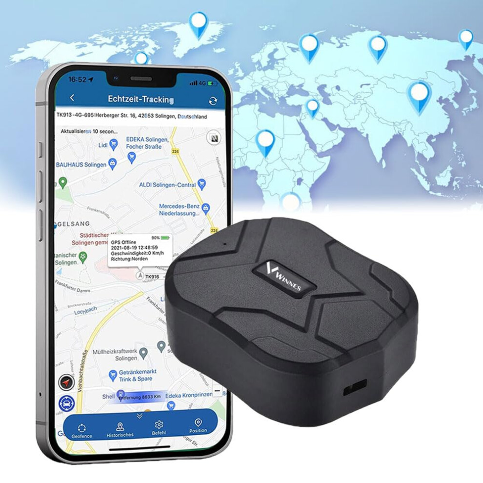 Gps Tracker, 10000Mah Battery Gps Car Tracker With Magnet, Waterproof Real Time Positioning Anti Lost Tracking Device For Fleet, Van, Vehicle, 5051216750949