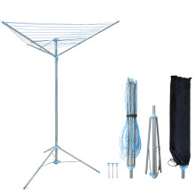 16M 3-Arm Rotary Clothes Dryer Airer with Ground Spike & Cover - Powder-Coated Steel, Indoor/Outdoor Use, 130cm Diameter