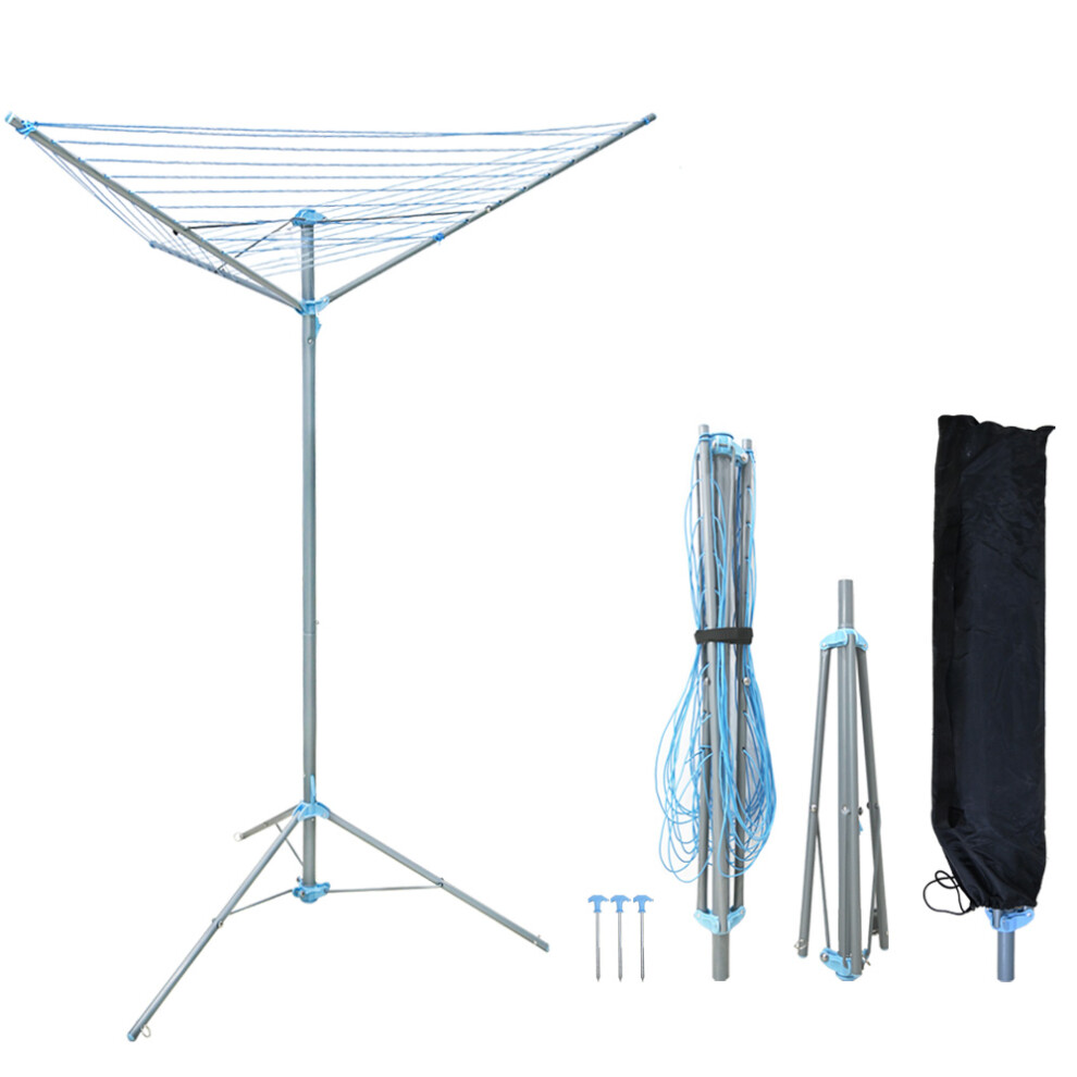 Caprican 16M 3-Arm Rotary Clothes Dryer Airer With Ground Spike & Cover - Powder-Coated Steel, Indoor/Outdoor Use, 130Cm Diameter
