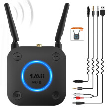 1Mii Long Range Bluetooth 5.1 Receiver with Volume Control, aptX HD Wireless Audio Receiver for HiFi, aptX Low Latency for Old Amp (RCA Digital