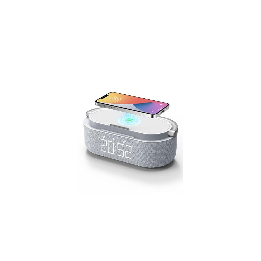 Colsur ?2023 Newest? Digital Alarm Clock Radio With Bluetooth Speaker, 15W Wireless Charger, Night Dual Wireless Speaker, Adjustable Alarm Light 5051216751656