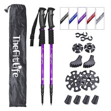 TheFitLife Hiking Walking Trekking Poles - 2 Pack With Antishock And Quick Lock System, Telescopic, Collapsible, Ultralight For Hiking, Camping,