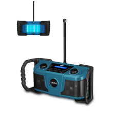 UEME Worksite Rugged Radio | 4000mAh USB Rechargeable Battery | DAB+, DAB, FM | Bluetooth, AUX Input | 5W Output - Blue