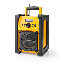 Ex-Pro Job Site FM Radio with Bluetooth, IPX5 Water Resistant Portable Heavy Duty Speaker with AUX In, 20 Presets & Carry Handle, Battery or Mains