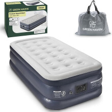 Green Haven Single Blow up Mattress - Waterproof Single Airbed Inflatable Mattress | Quick Inflating Air Bed for Adults & Kids | Premium Air Mattress