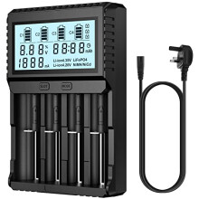 POWXS 18650 Battery Charger with Testing Functions, Universal 3.7V Charger for Li-Ion Rechargeable Batteries IMR Lithium 26650 21700 18650 16340 14500