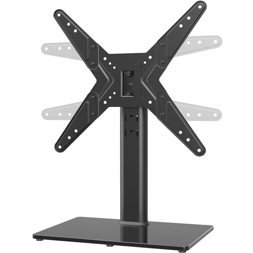 Universal Swivel TV Stand Base Table Top TV Stand for 21 to 55 inch TVs with 90 Degree Swivel 4 Level Height Adjustable Heavy Duty Tempered Glass on OnBuy