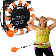 K-MART Smart Hula Ring Hoops, Weighted Hula Circle 24 Detachable Fitness Ring with 360 Degree Auto-Spinning Ball Gymnastics, Massage, Adult Fitness