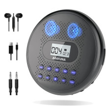 CD Player Portable, ARAFUNA Portable CD Player with Dual Stereo Speakers, Rechargeable CD Player for Car with Anti-Skip Protection, Walkman CD Player