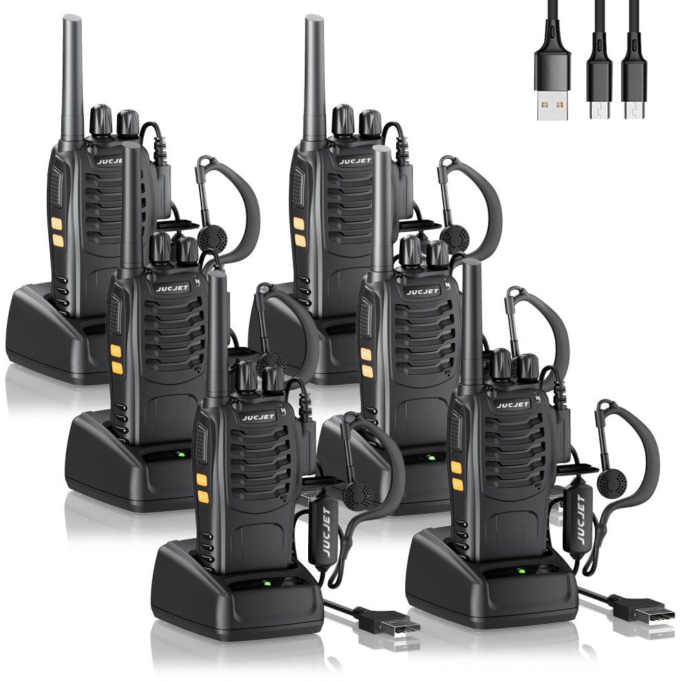 JUCJET 88E Walkie Talkie Long Range, Rechargeable 2 Way Radio for Adults with 16 Channels, VOX, USB Charging Base, PMR446 License-free, Handheld