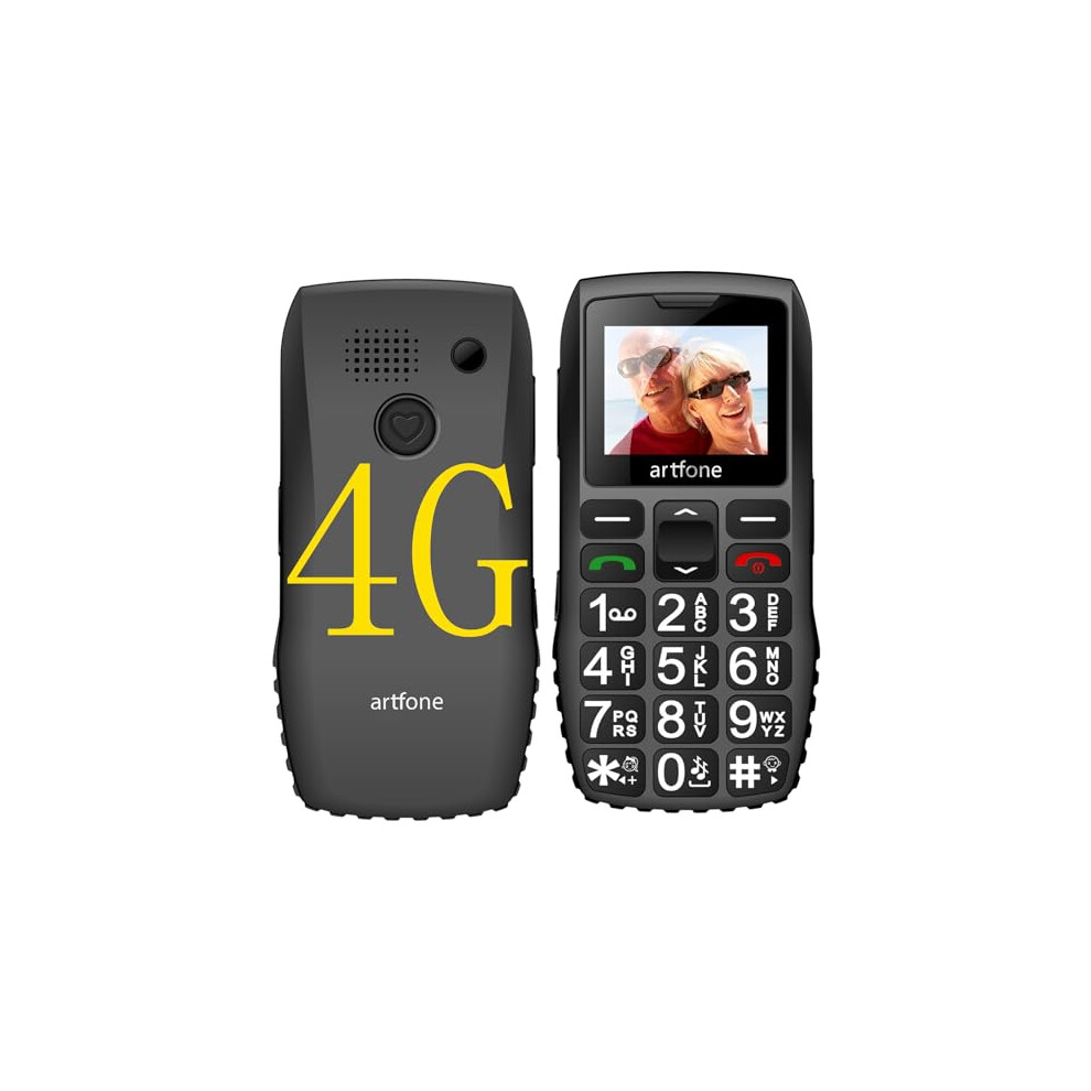 artfone 4G Volte SIM-Free & Unlocked Mobile Phones, Senior Basic Big Button Mobile Phones C1+ for Elderly People with SOS Alarm Call Button,1400mah
