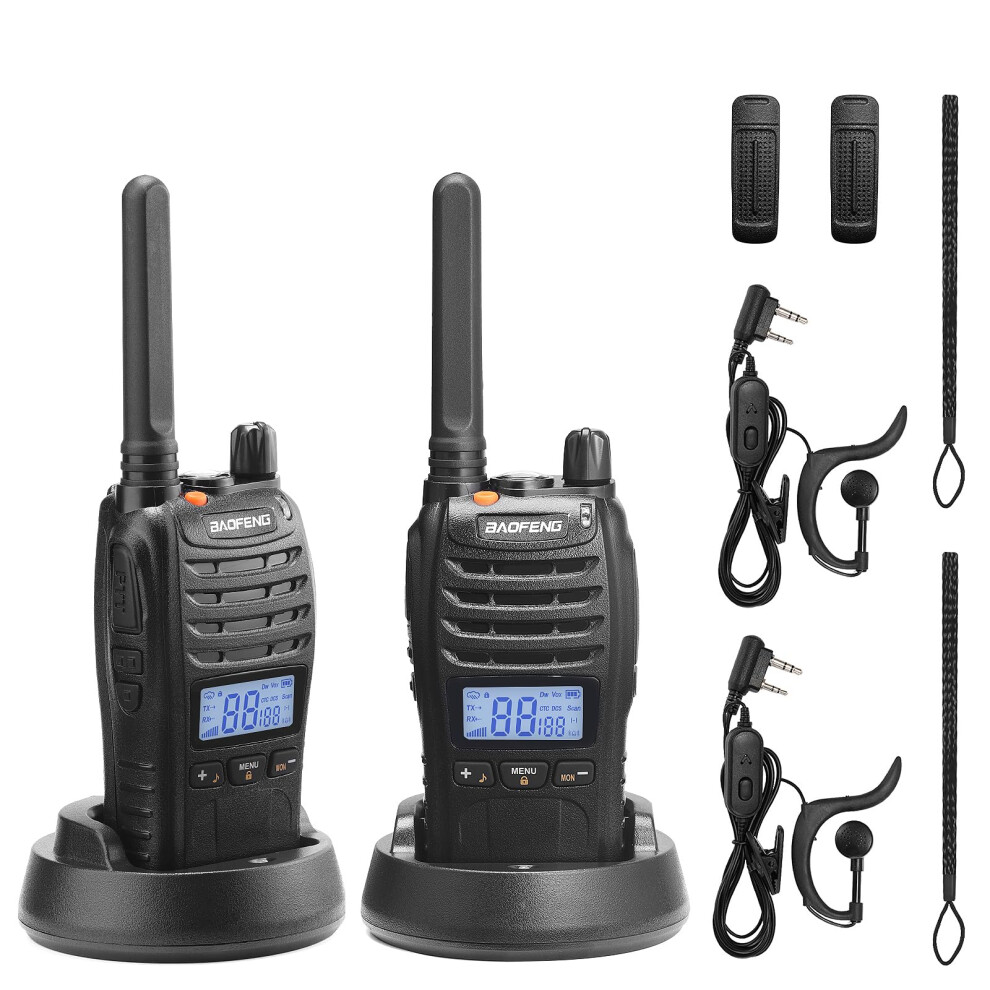 BAOFENG BF-88ST Pro PMR446 Walkie Talkie, Upgraded Long Range Rechargeable License-Free Two Way Radios with LCD Display, VOX Dual Watch, Desktop