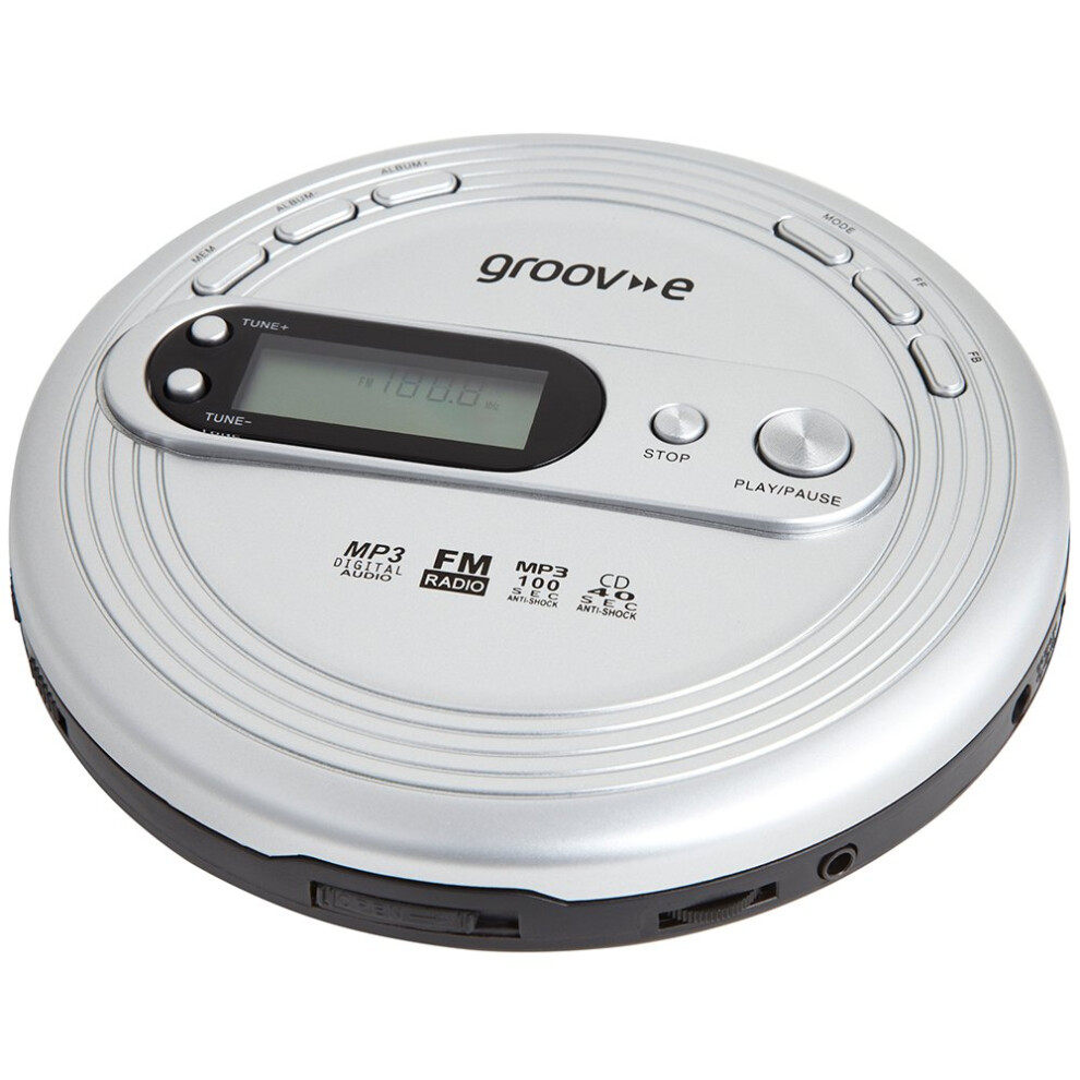 Groov-E Retro Radio Cd Player - Personal Fm Radio With Cd-R, Cd-Rw, & Mp3 Music Playback - Anti-Skip Protection, Programmable Tracks - Earphones 5051216758259