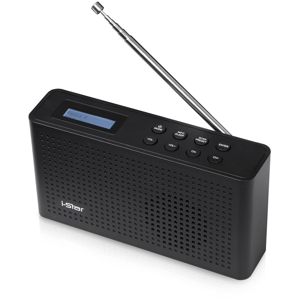 i-Star DAB Radio Portable, DAB Plus/DAB Radio, FM Radio, Small Radio, Digital Radio Mains Powered or Battery, USB Charging, Headphones AUX Port, Sleep