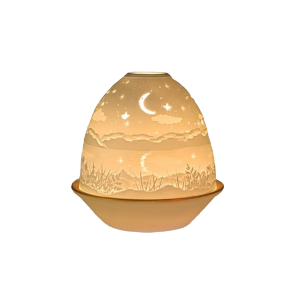 Tall Lithophane Dome Tealight Candle Holder - Starry Night