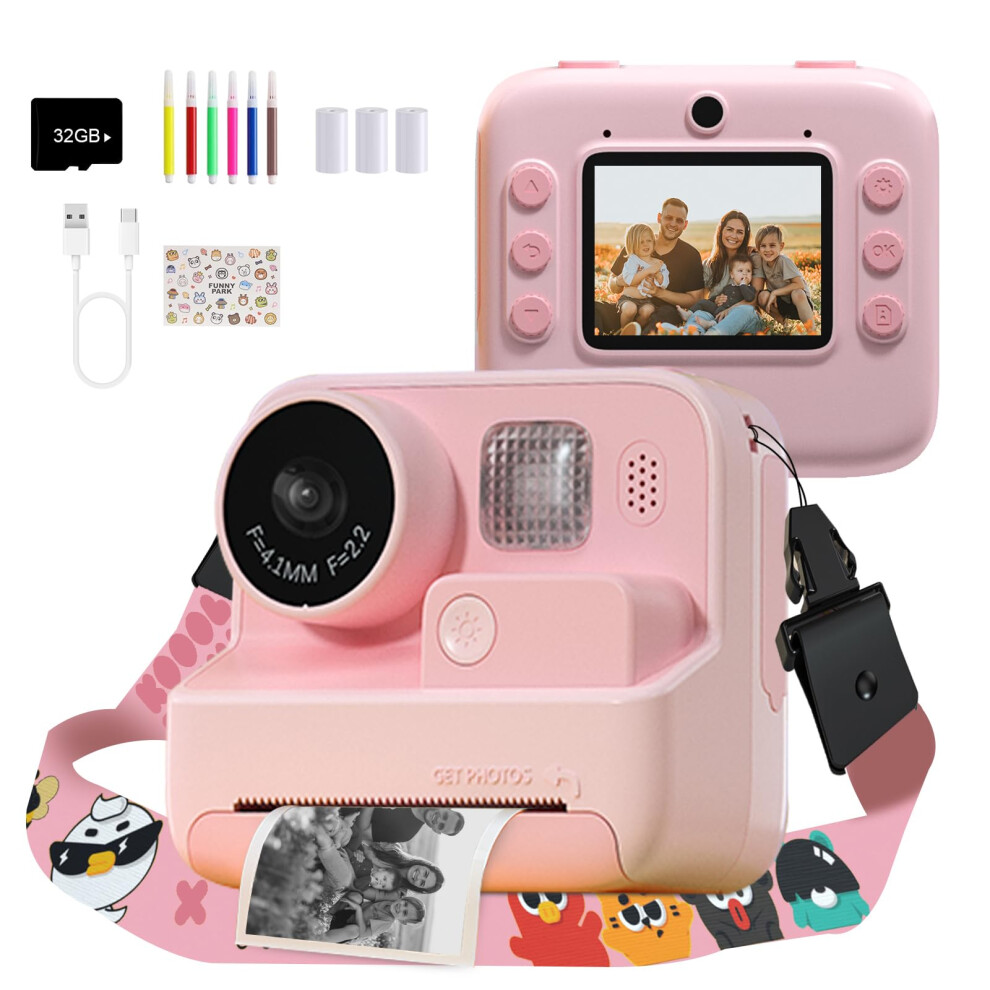 Mafiti Kids Camera Instant Print, 48Mp Digital Camera With Zero Ink, Selfie 1080P Video Camera With 32G Tf Card, Toys Gifts For Girls Boys Aged 3-12