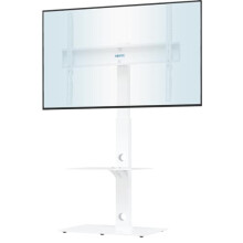 BONTEC Universal Floor TV Stand for 30-70 inch LED OLED LCD Plasma Flat Curved Screens, Height Adjustable Tall TV Stand with 2-Tier Tempered Glass