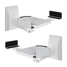 suptek Dual Side Clamping Bookshelf Speaker Wall Mounting Bracket Adjustable for Large Surrounding Sound Speakers, Hold up to 25kgs Each White SPM201W
