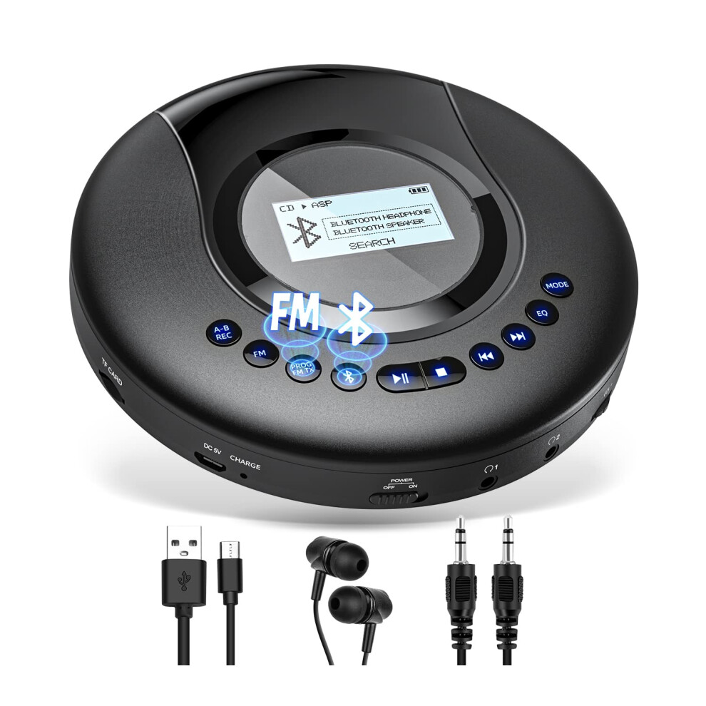 Cd Player Portable Arafuna, Portable Cd Player Bluetooth With Fm Radio, 2000Mah Rechargeable Cd Player For Car With Lcd Screen, Anti Shock Protection 5051216808152