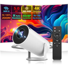 AILRINNI 4K Mini Projector with WiFi and Bluetooth 5.0-200 ANSI Outdoor Movie Projector, Auto Keystone Correction Portable Smart Projector Home