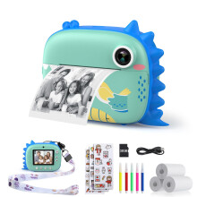 HiMont Kids Camera Instant Print, Digital Camera for Kids with No Ink Print Paper & 32G TF Card, Selfie Video Camera with Color Pens for DIY, Fun Gift
