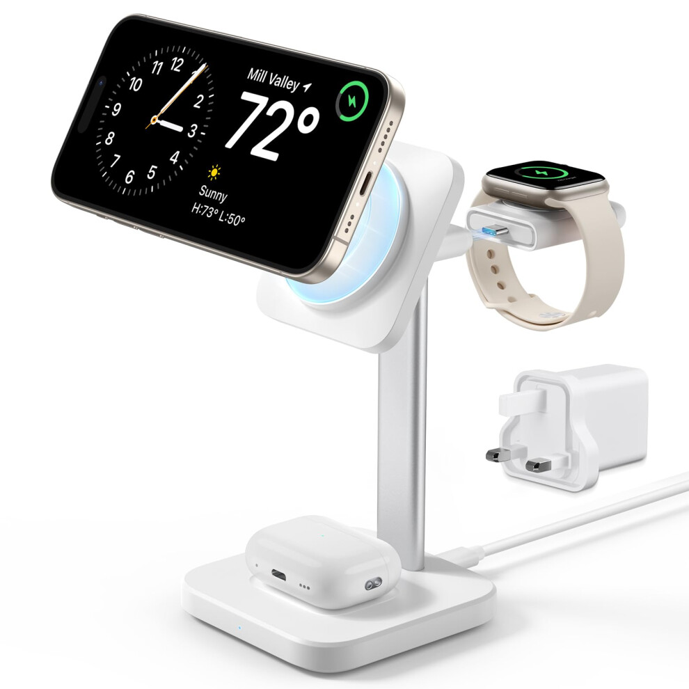Esr 3 In 1 Wireless Charging Station For Magsafe Charger Stand, Made For Apple Watch Certified Charger, Compatible With Iphone And Watch Charger Stand 5051216809159