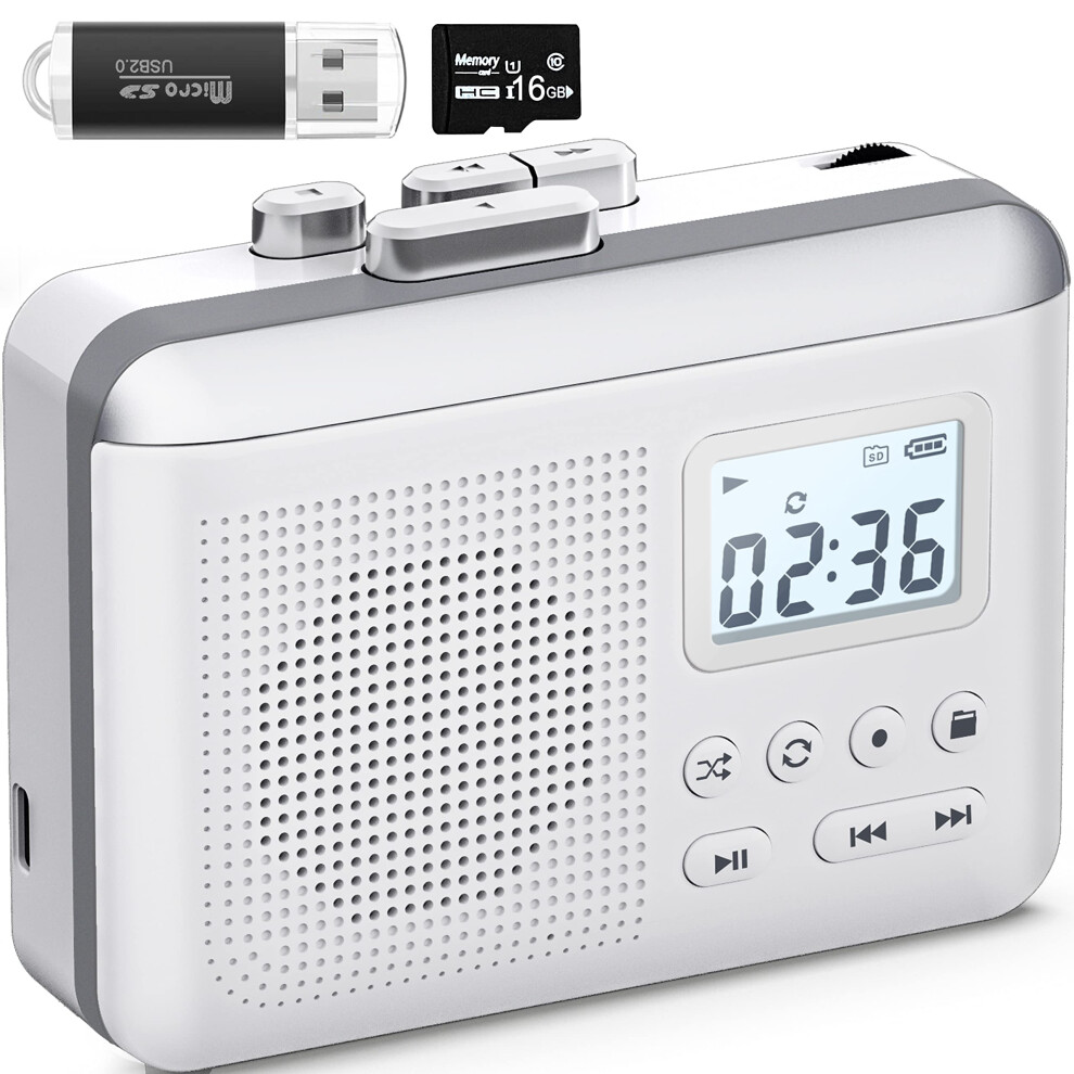 Gracioso Portable Cassette Player Recorder Converter,Cassette To Mp3 Via Sd Card,Walkman Cassette Tape Player With 1000Mah Rechargeable 5051216810902