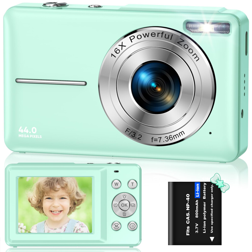 Digital Camera, Fhd 1080P 44Mp Digital Cameras Compact, 2.4"" Lcd Rechargeable Digital Cameras, Vlogging Camera With 16X Digital Zoom For Kids, Adult, 5051216816874