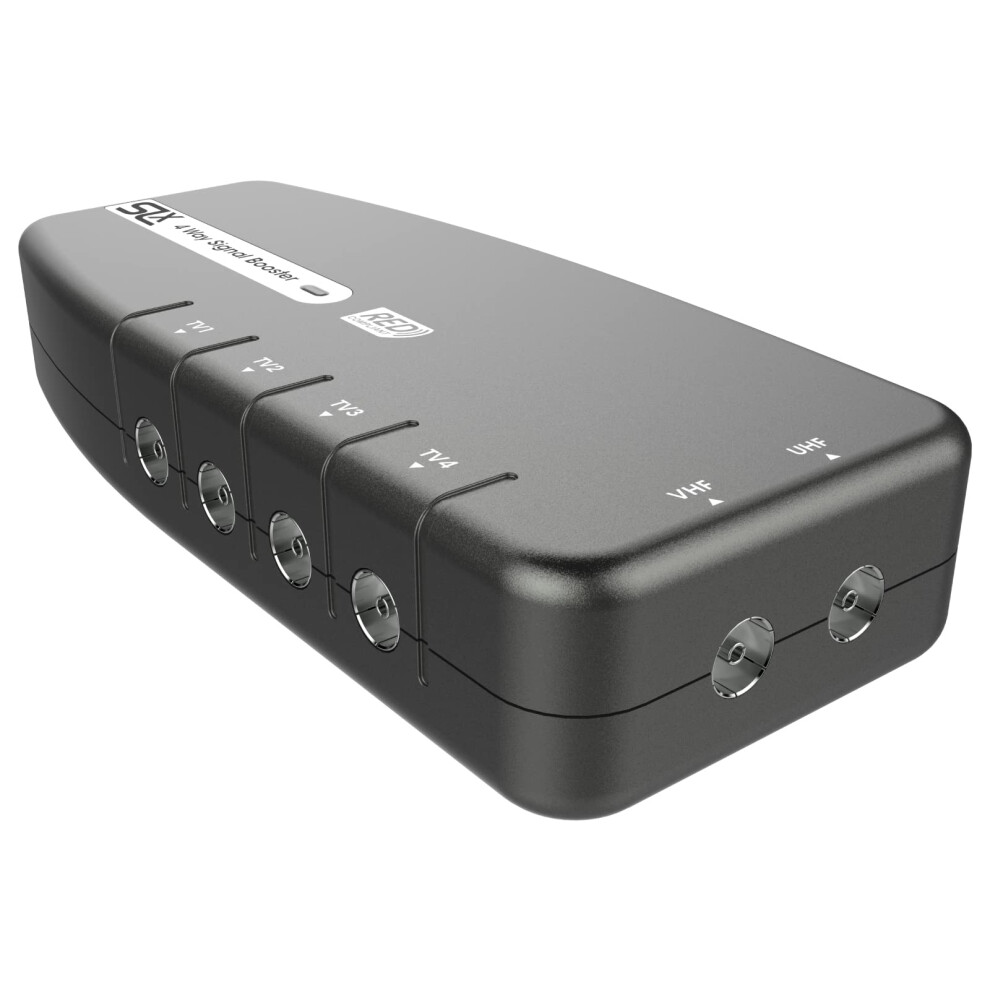 Slx Tv Signal Booster Aerial Amplifier, 4 Way Signal Distribution Amplifier With Coax Connections, 4G & 5G Filtering, Indoor Tv Aerial, Hd & 4K 5051216818205