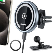 MAGJIEYX for MagSafe Car Mount Magnetic Wireless Charger Fast Charging for iPhone15,14, 13, 12 Pro Max,Plus,Mini,2-in-2 Car Dashboard and Air Vent Car