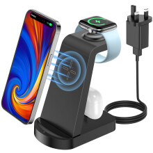bakibo 3 in 1 Wireless Charging Station, Wireless Charger for iPhone 15/14/13/12/11/Plus/Pro/Max, Wireless Charging Stand Dock for Apple Watch