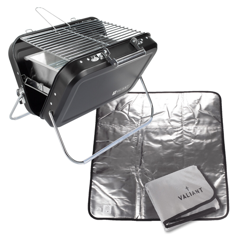 Valiant Black BBQ and Heat Resistant Ground Mat Set