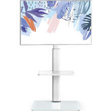 FITUEYES White TV Stand for 32 to 60 inch, Universal Swivel TV Floor Stand, Height Adjustable Shelf for Home & Office, Max. VESA 600x400mm, Easy