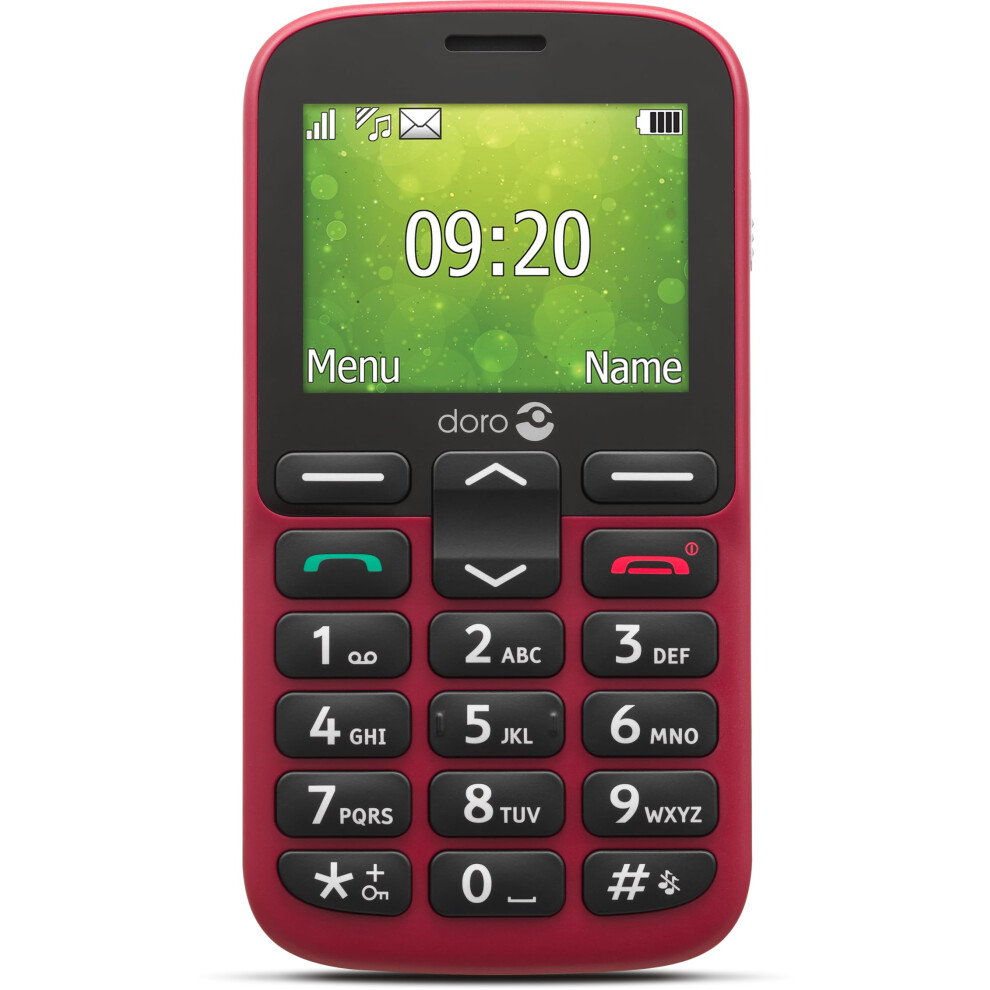 Doro 1380 Unlocked 2G Network ONLY Dual SIM Mobile Phone for Seniors with 2.4" Display, Camera and Assistance Button [UK and Irish Version] (Red)